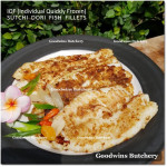 Fish DORI sutchi fillets IQF brand NASUBA Medan NBL 300-400 +/- 11" 28cm/pc - REPACKED (price/pack 700g 2pcs)